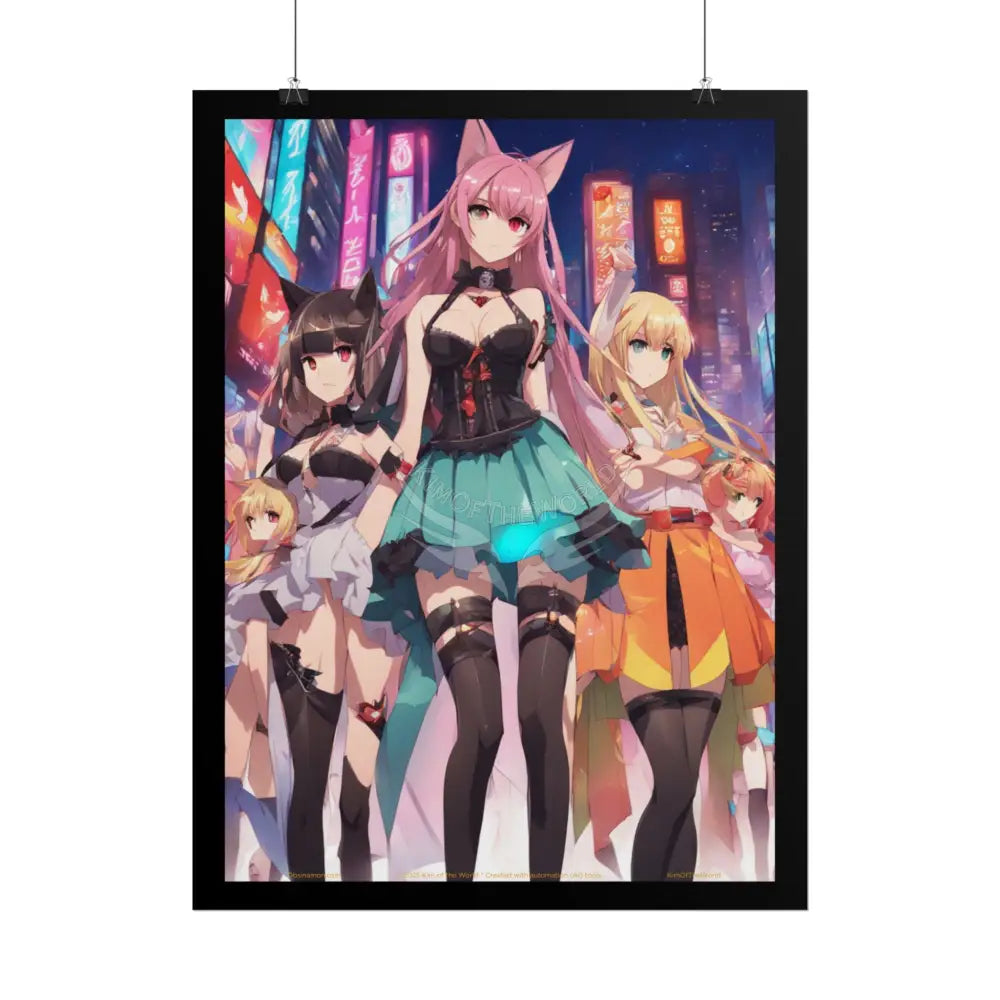 Colorful Rainbow Anime Fashion Lady Tall Girl Fashion Giantess Stiletto Fetish Poster — Art Print Poster