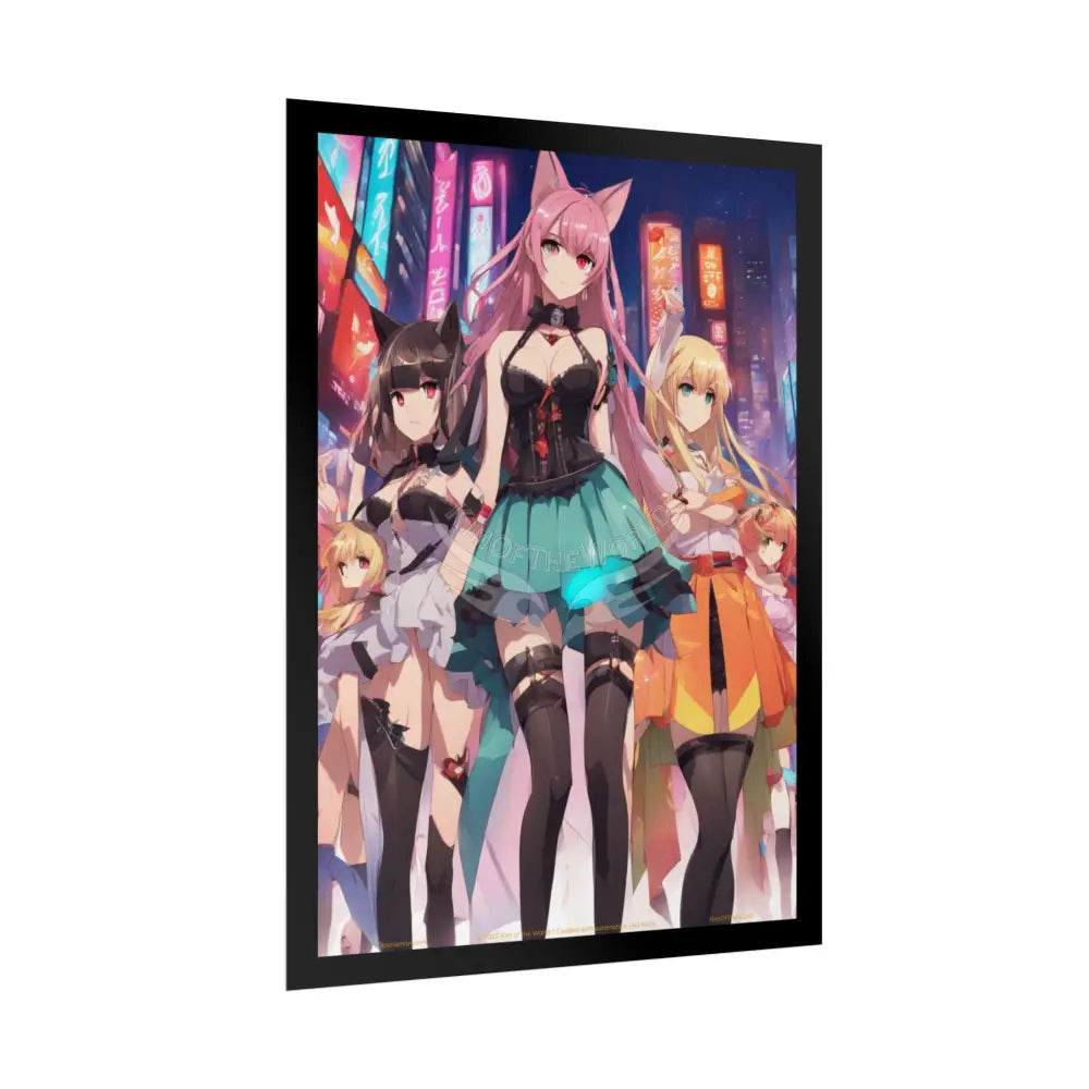Colorful Rainbow Anime Fashion Lady Tall Girl Fashion Giantess Stiletto Fetish Poster — Art Print Poster