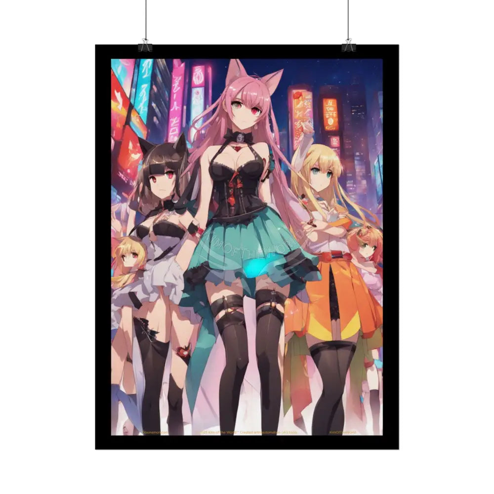Colorful Rainbow Anime Fashion Lady Tall Girl Fashion Giantess Stiletto Fetish Poster — Art Print Poster