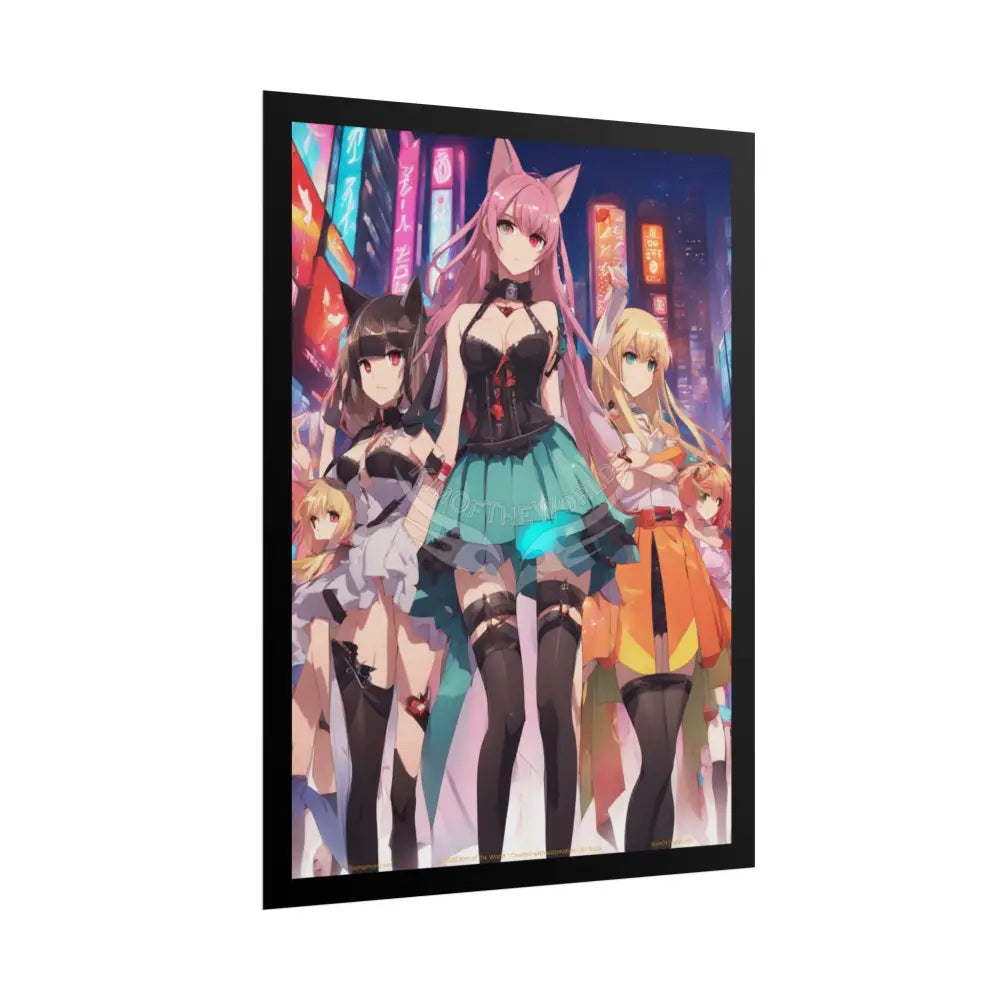 Colorful Rainbow Anime Fashion Lady Tall Girl Fashion Giantess Stiletto Fetish Poster — Art Print Poster