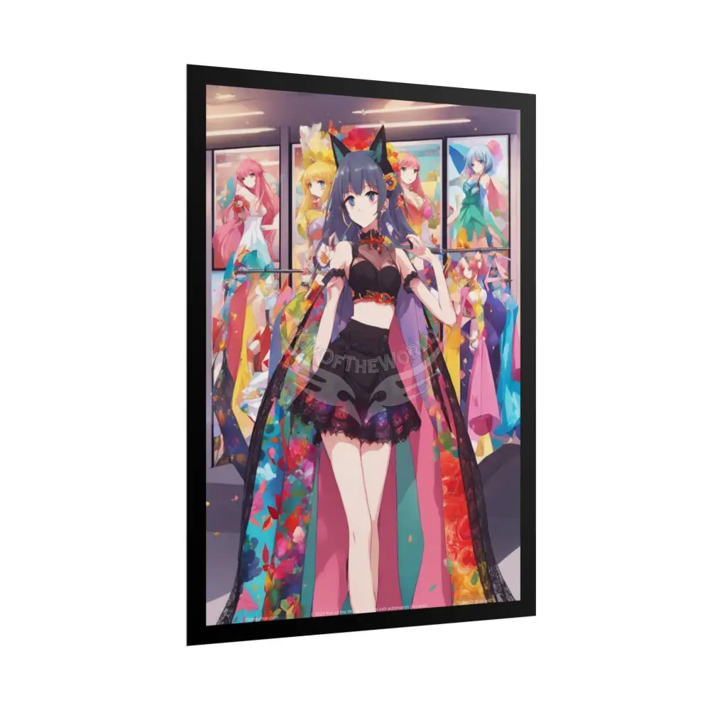 Colorful Rainbow Anime Fashion Lady Tall Girl Fashion Giantess Stiletto Fetish Poster — Art Print Poster