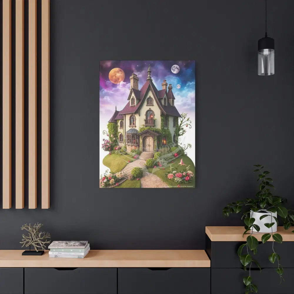 Colorful Tudor & Victorian Cottage with Magic Windows - Pick Your Color - House Matte Canvas Prints Canvas