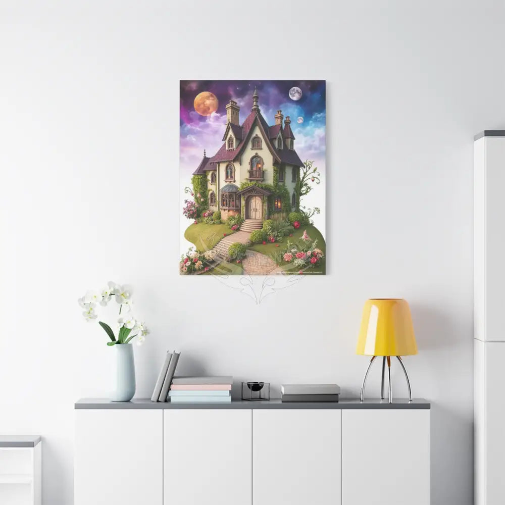 Colorful Tudor & Victorian Cottage with Magic Windows - Pick Your Color - House Matte Canvas Prints Canvas