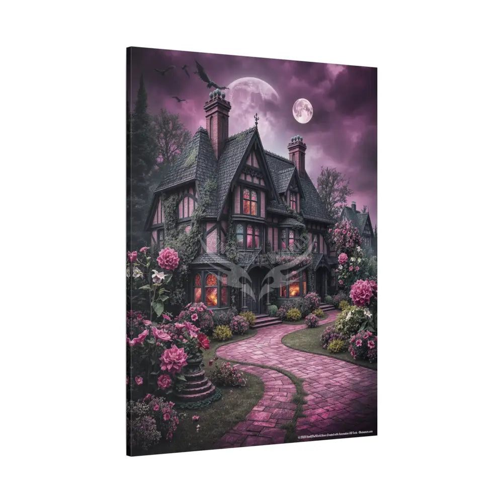 Colorful Tudor & Victorian Cottage with Magic Windows - Pick Your Color - House Matte Canvas Prints Canvas