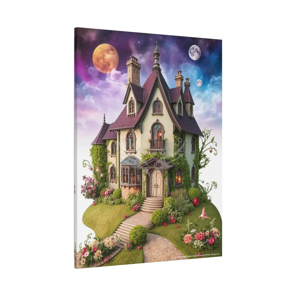 Colorful Tudor & Victorian Cottage with Magic Windows - Pick Your Color - House Matte Canvas Prints Canvas