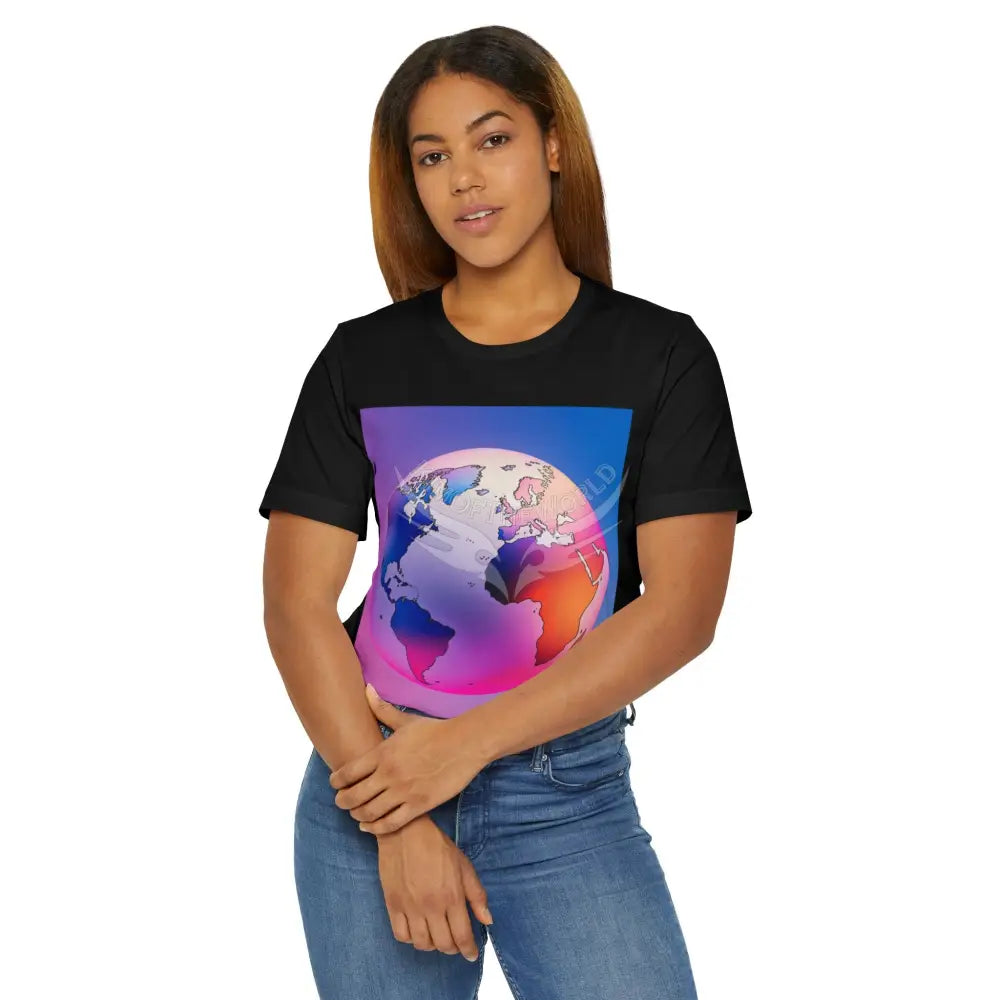 Colorful Vaporwave Globe Graphic Tee T-Shirt