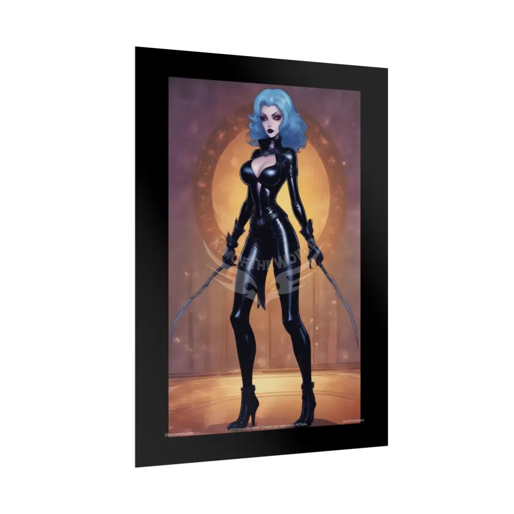 Comic Book Giant Goth Girl Dom Fashion Lady Tall Fashion Giantess Stiletto Fetish Poster — Art Print Poster