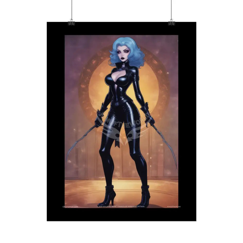Comic Book Giant Goth Girl Dom Fashion Lady Tall Fashion Giantess Stiletto Fetish Poster — Art Print Poster