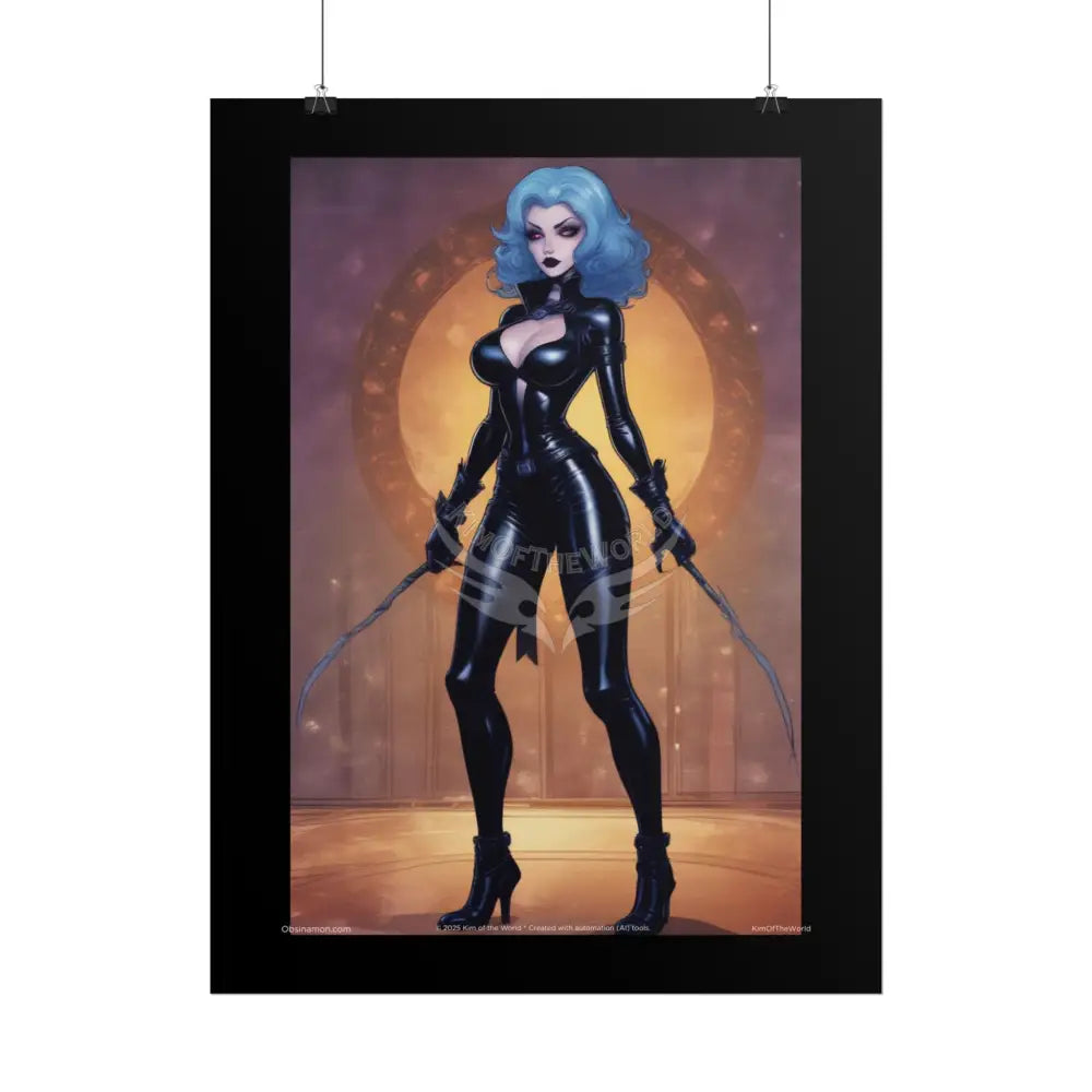 Comic Book Giant Goth Girl Dom Fashion Lady Tall Fashion Giantess Stiletto Fetish Poster — Art Print Poster