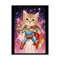 Comic Book Kitty Heroes Rolled Poster — Cartoon Cat Superhero Wall Art 18″ x 24″ (Vertical) / Semi Glossy Poster