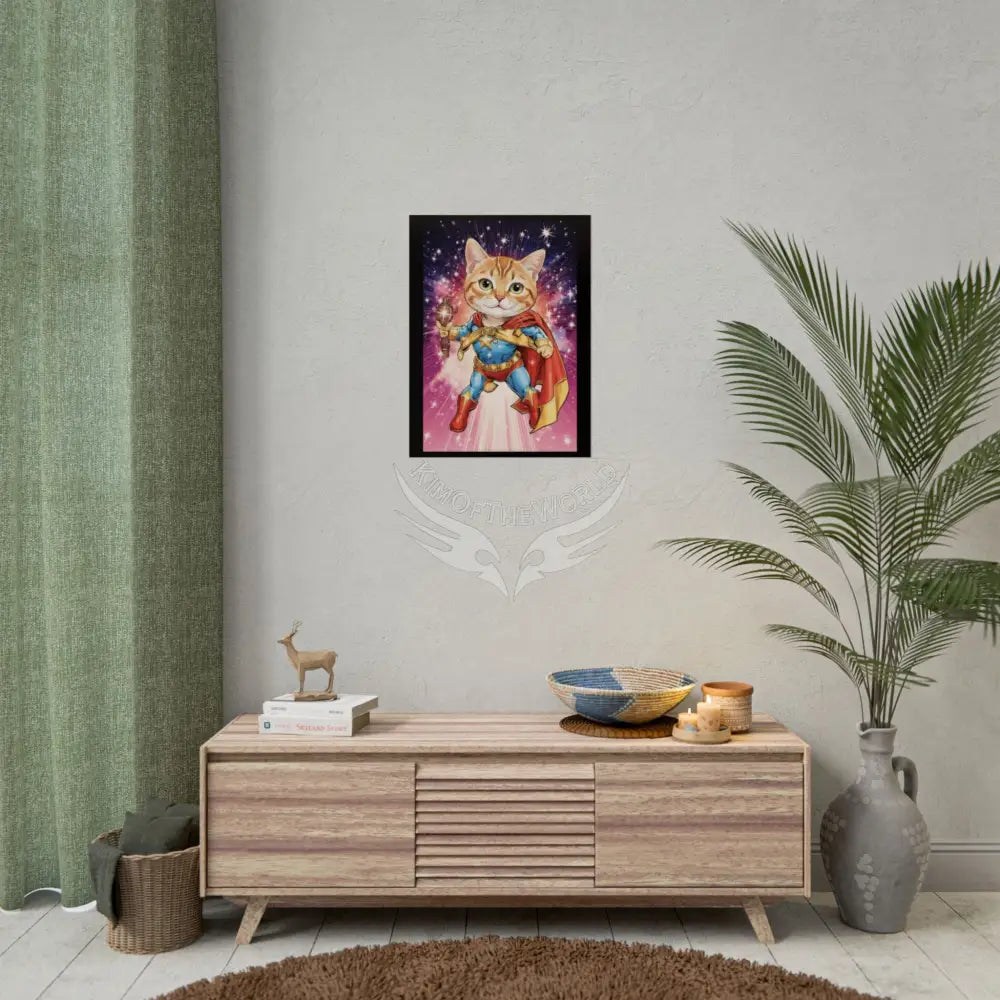 Comic Book Kitty Heroes Rolled Poster — Cartoon Cat Superhero Wall Art Poster