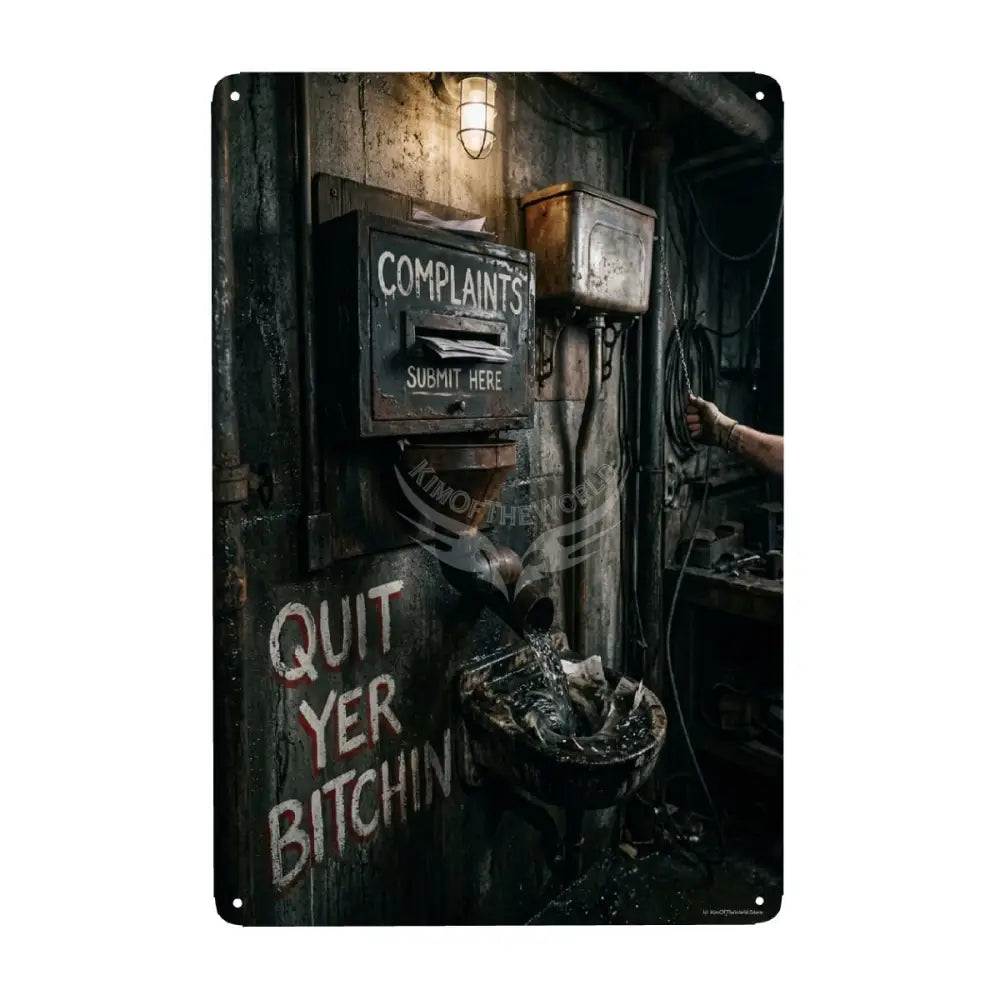 ’Complaints’ Flusher Box Tin Sign Rectangular Metal Sign Novelty Dark Humor Decor - 8’’x12’’ - Wall Coverings