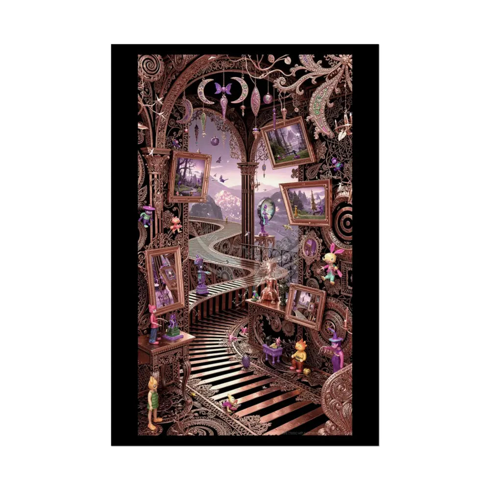 Copper & Rose-Gold Steampunk Weird World Portal Art - Rolled Poster 20″ x 30″ (Vertical) / Semi Glossy Poster