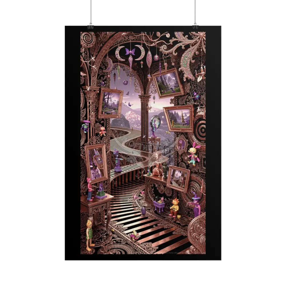 Copper & Rose-Gold Steampunk Weird World Portal Art - Rolled Poster Poster