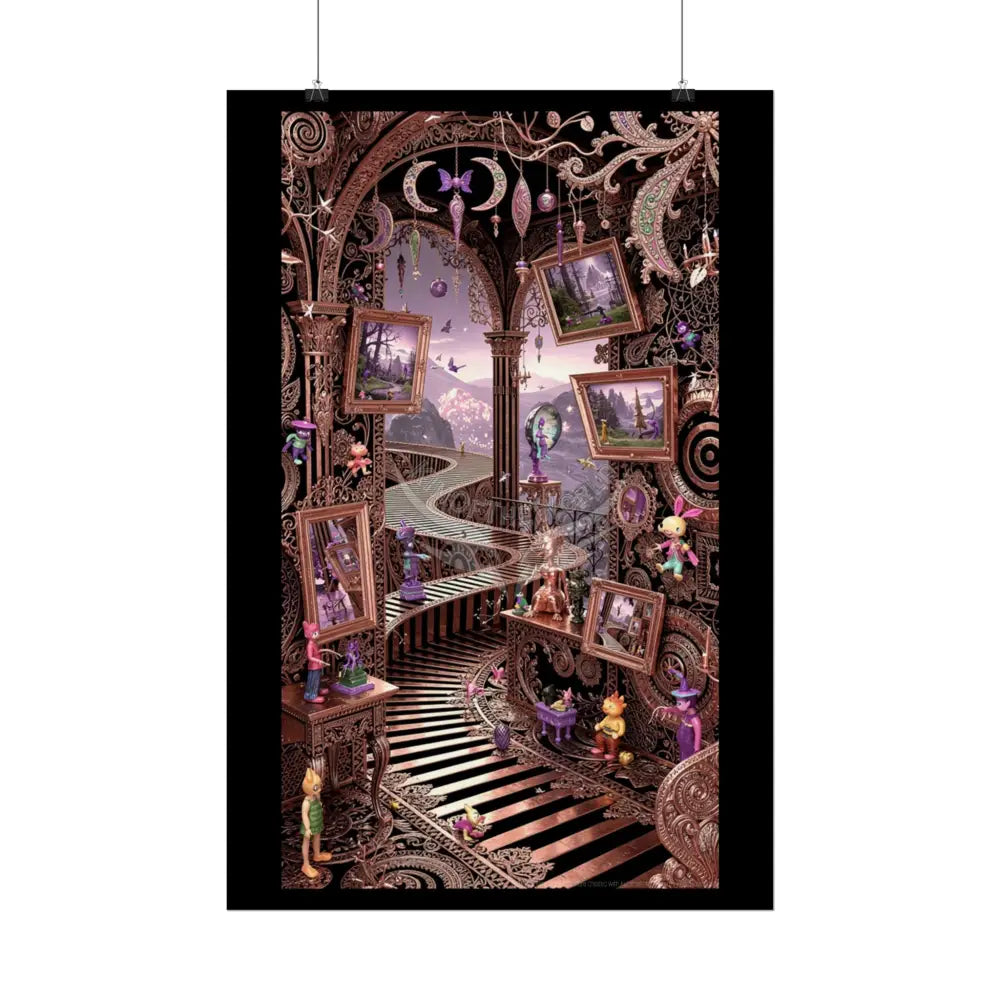 Copper & Rose-Gold Steampunk Weird World Portal Art - Rolled Poster Poster