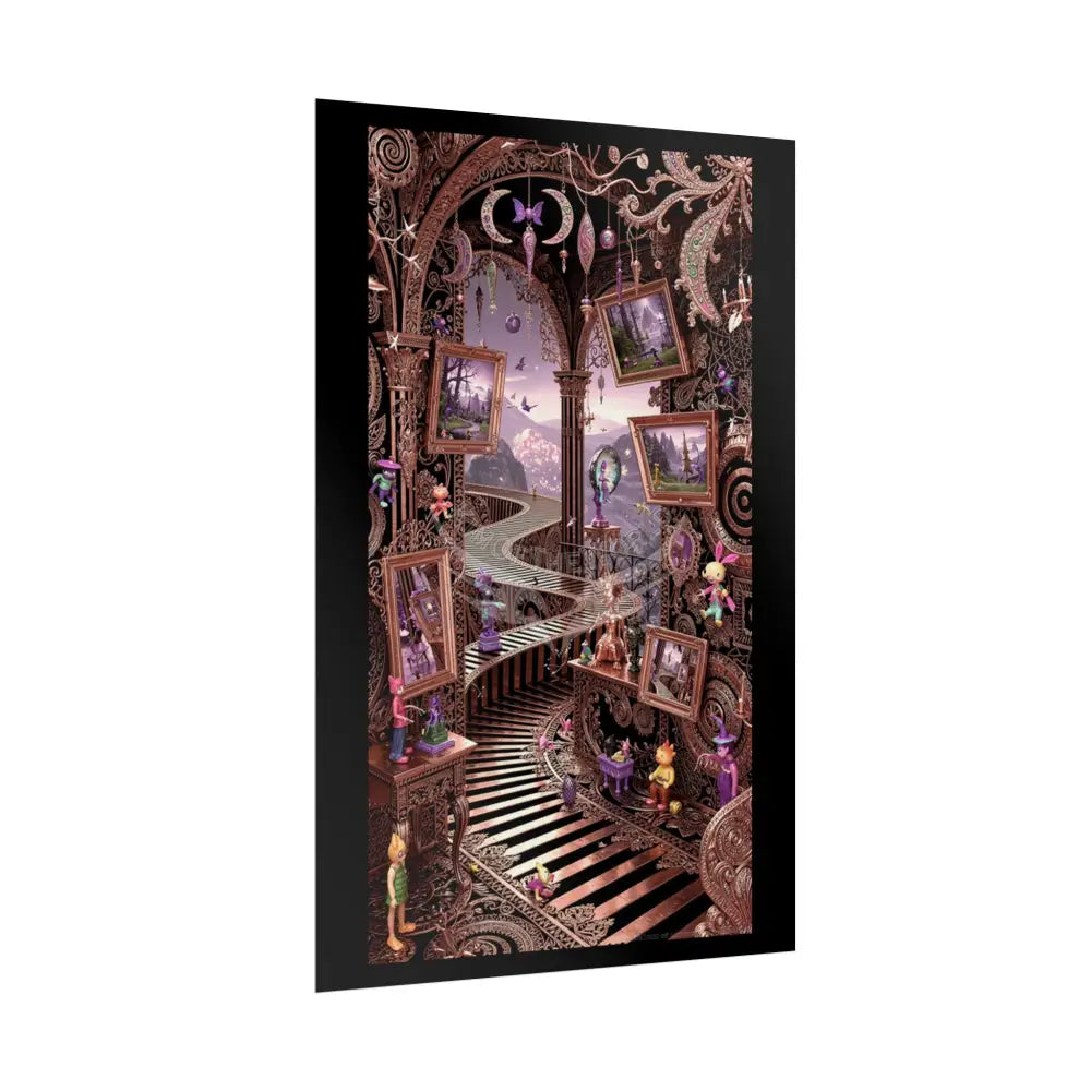 Copper & Rose-Gold Steampunk Weird World Portal Art - Rolled Poster Poster