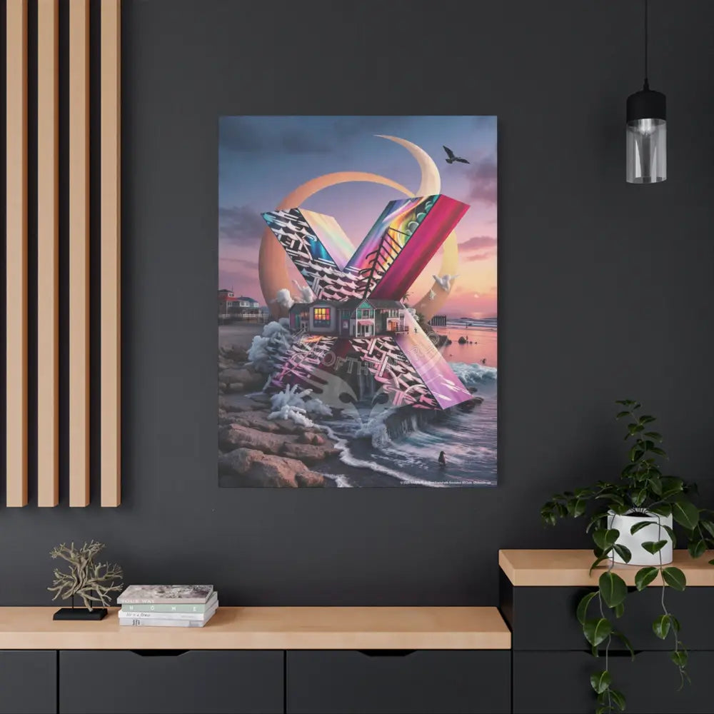 Copy of 3D Pop-Out Letter X Beachside Matte Canvas (Stretched) — Custom Initial Wall Art for Kids Home & Office Canvas