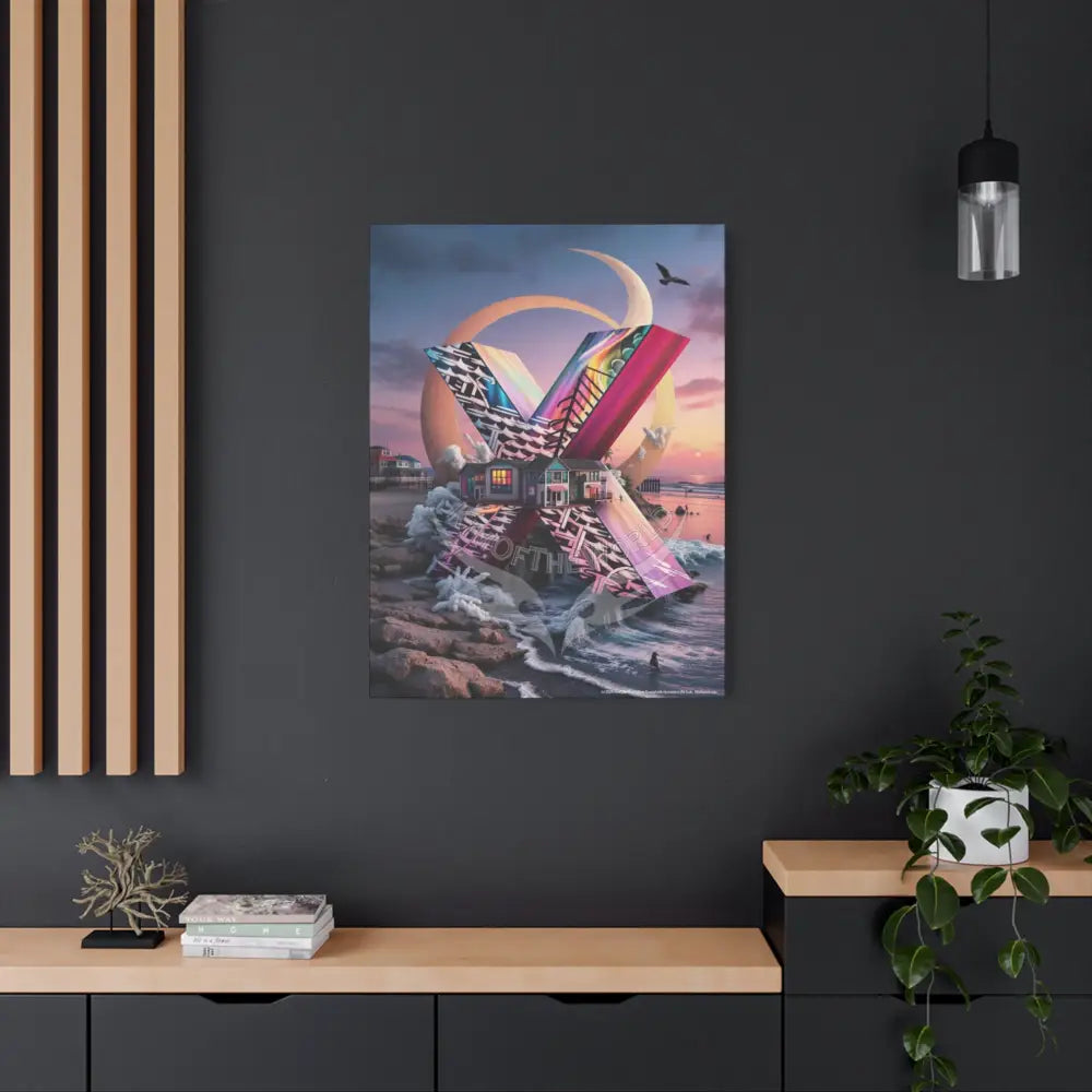 Copy of 3D Pop-Out Letter X Beachside Matte Canvas (Stretched) — Custom Initial Wall Art for Kids Home & Office Canvas