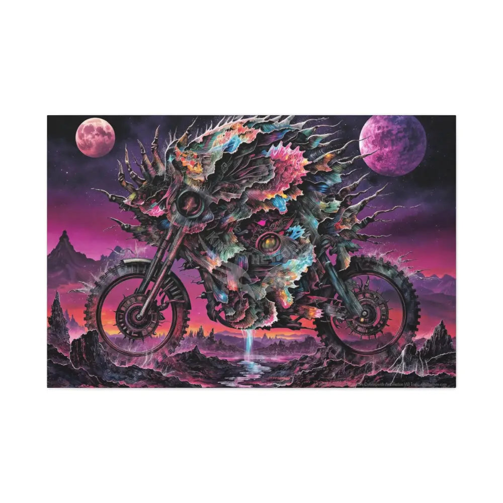 Copy of 3D Skull Motorcycle Riders Matte Canvas Wall Art, Gothic Vaporwave Adventure 48″ x 32″ (Horizontal) / 1.25’’