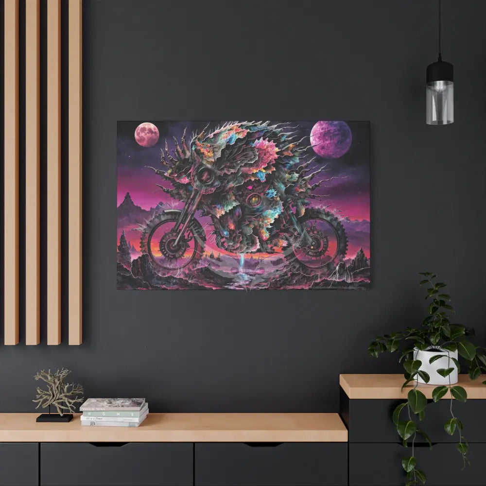 Copy of 3D Skull Motorcycle Riders Matte Canvas Wall Art, Gothic Vaporwave Adventure Canvas