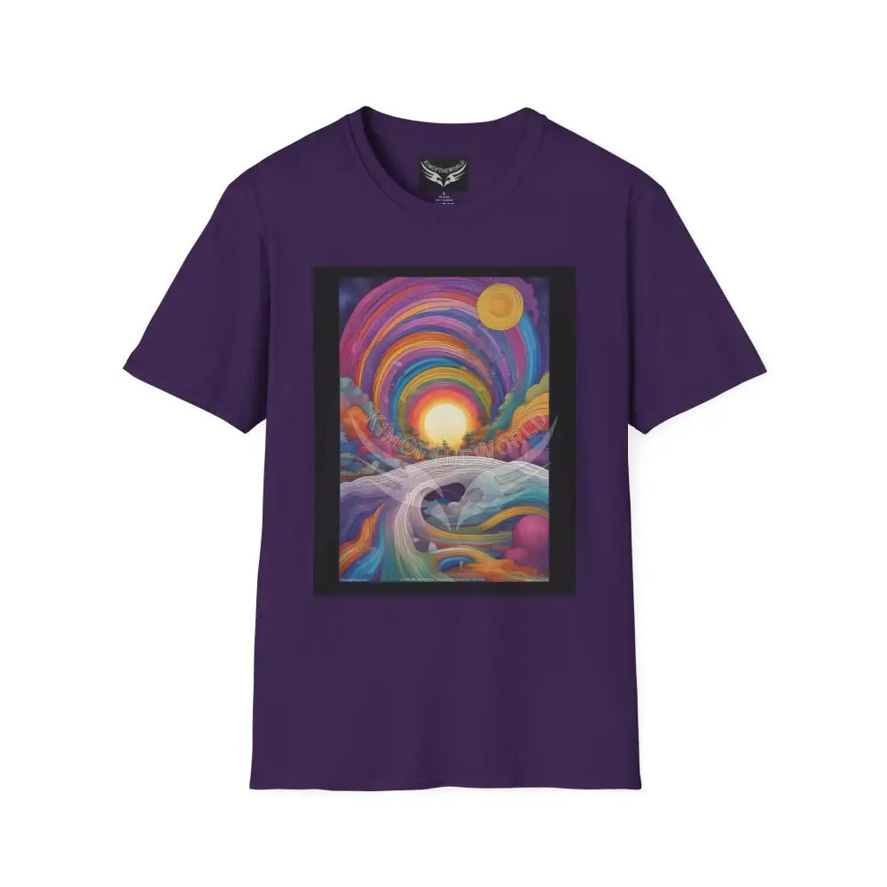 Copy of Giant Rainbow Waterfall Fantasy Landscape - Softstyle T-Shirt Purple / S T-Shirt