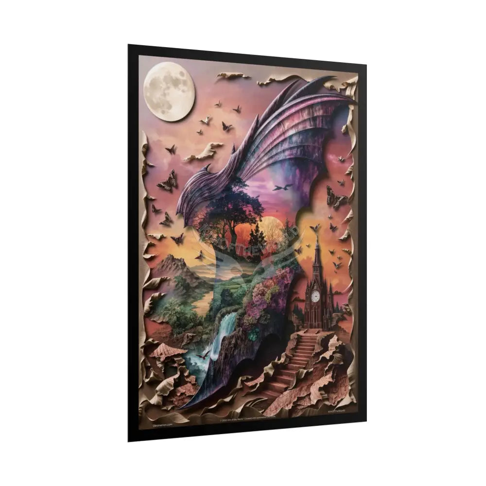 Copy of Unusual Giant Bat Wingscape Wonderland Celestial Fantasy Waterfall Gothic Art Poster — Exclusive Blender