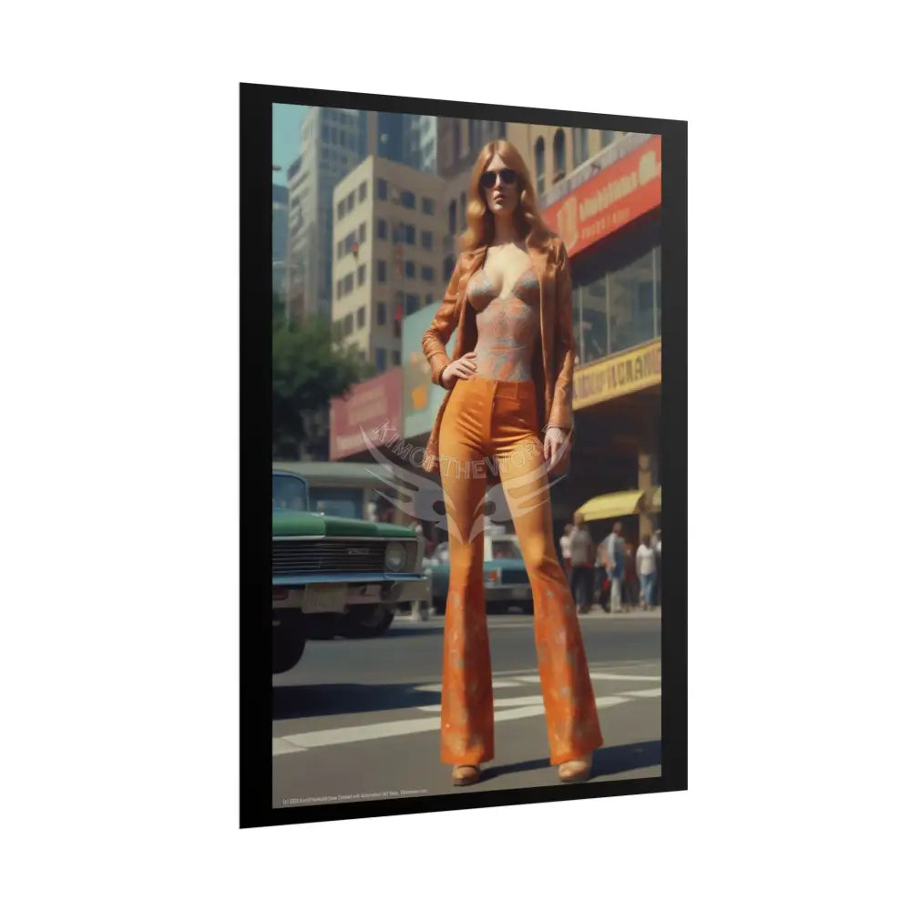 Copy of Vintage Retro 70’s Street Fashion Girl Rolled Posters — Subtle Giantess Tall Girl Wall Art Poster