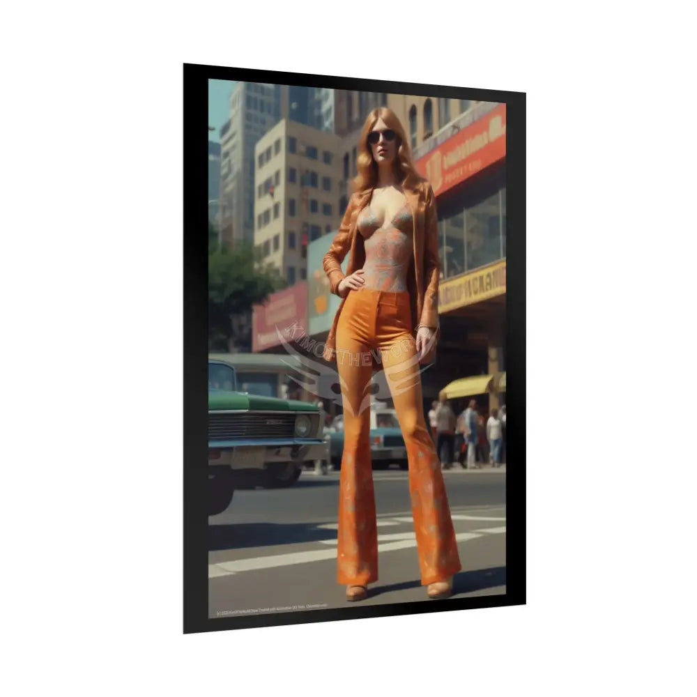 Copy of Vintage Retro 70’s Street Fashion Girl Rolled Posters — Subtle Giantess Tall Girl Wall Art Poster