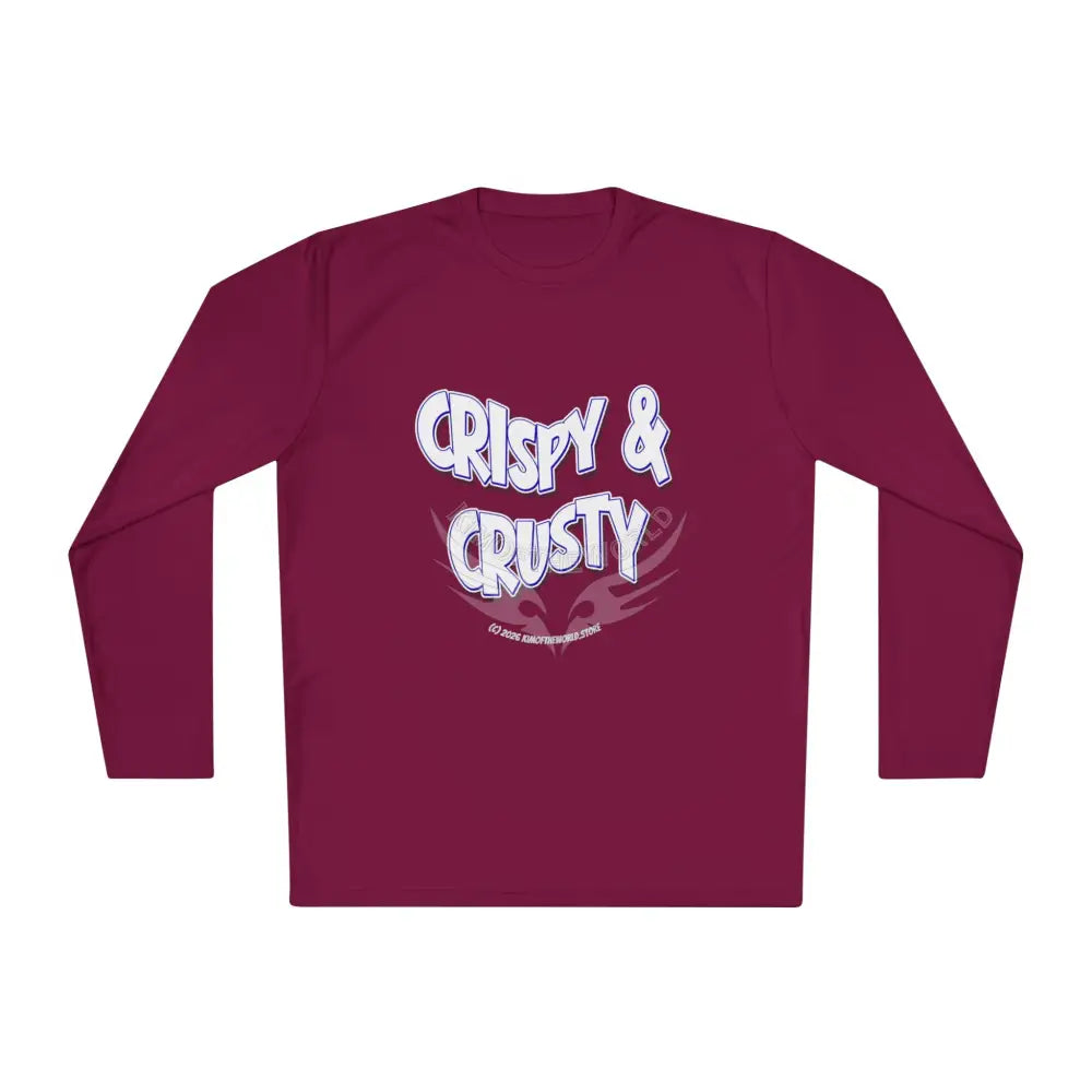 ’Crispy & Crusty’ Comical Men’s Long Sleeve Tee Maroon / XS Long-sleeve