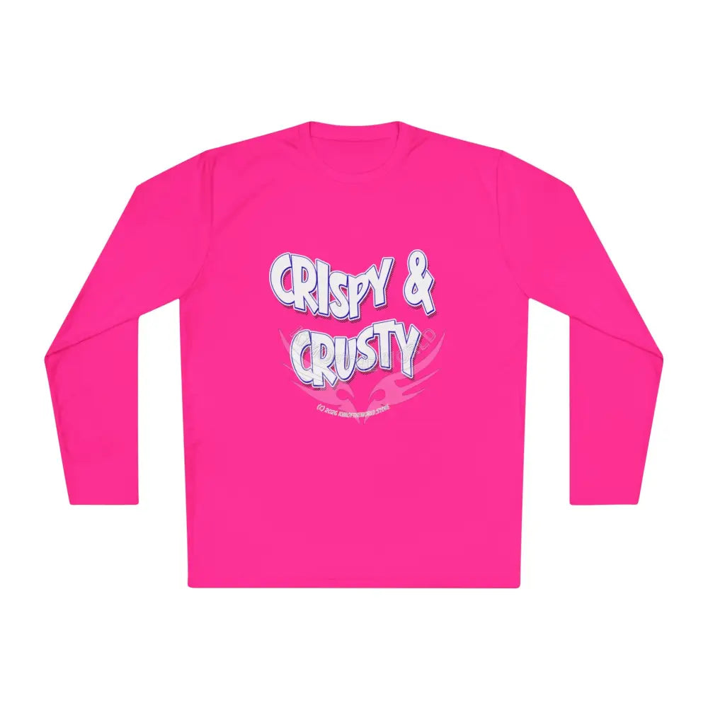 ’Crispy & Crusty’ Comical Men’s Long Sleeve Tee Neon Pink / XS Long-sleeve
