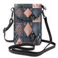 Crossbody Cell Phone Purse - 3D Diamond Shells Teal and Rose Gold One Size Satchel