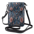 Crossbody Cell Phone Purse - 3D Rose and Country Blue Print One Size Satchel