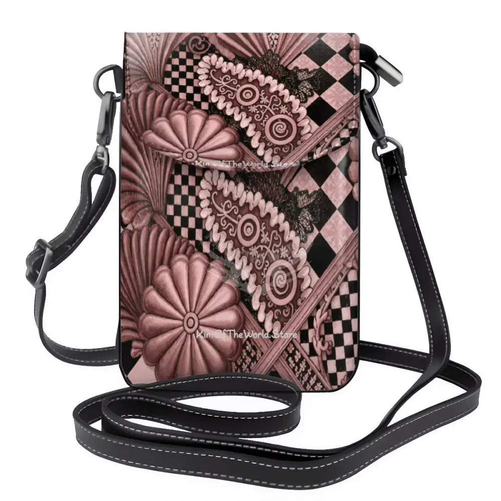 Crossbody Cell Phone Purse - 3D Shells and Paisley Rose Gold One Size Satchel