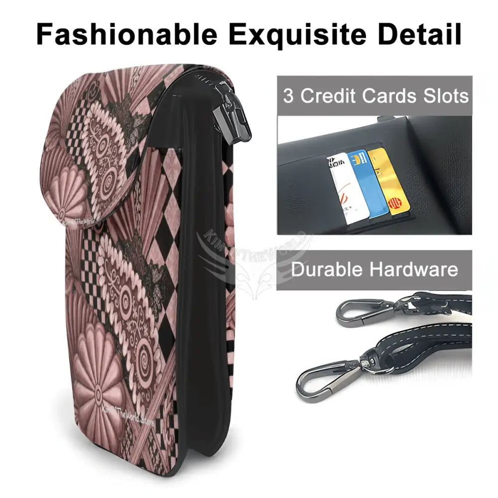 Crossbody Cell Phone Purse - 3D Shells and Paisley Rose Gold One Size Satchel