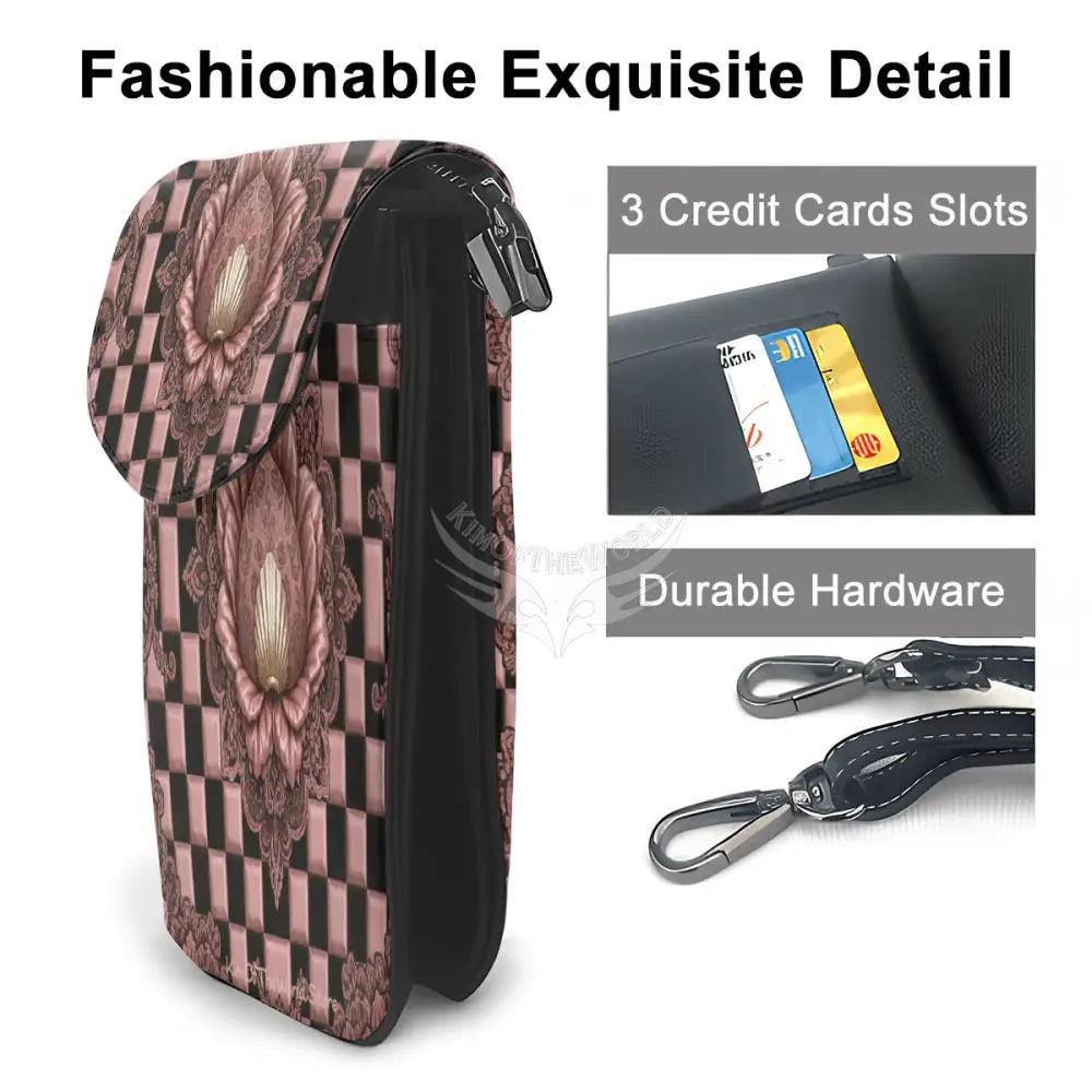 Crossbody Cell Phone Purse - Geometric RoseGold One Size Satchel