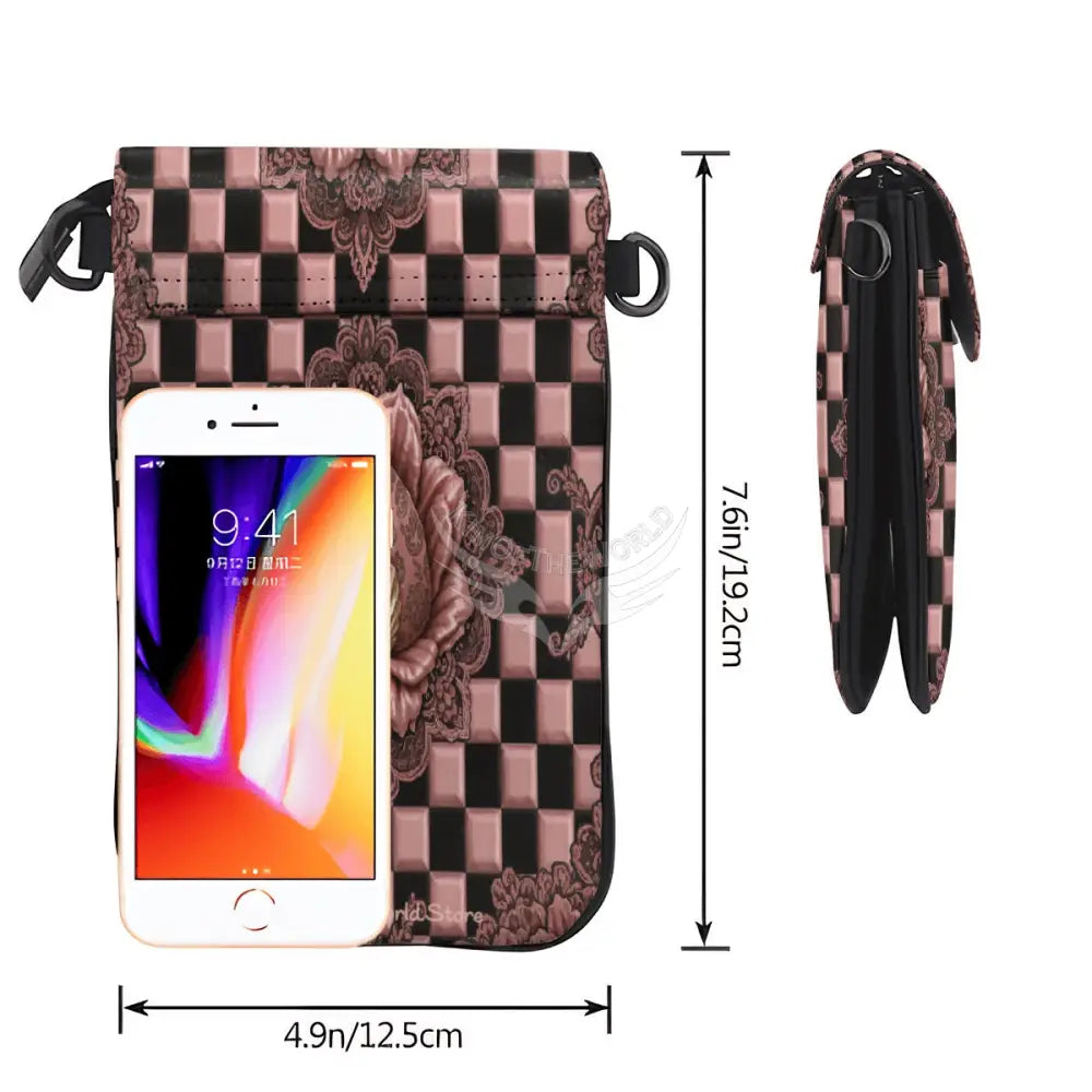 Crossbody Cell Phone Purse - Geometric RoseGold One Size Satchel