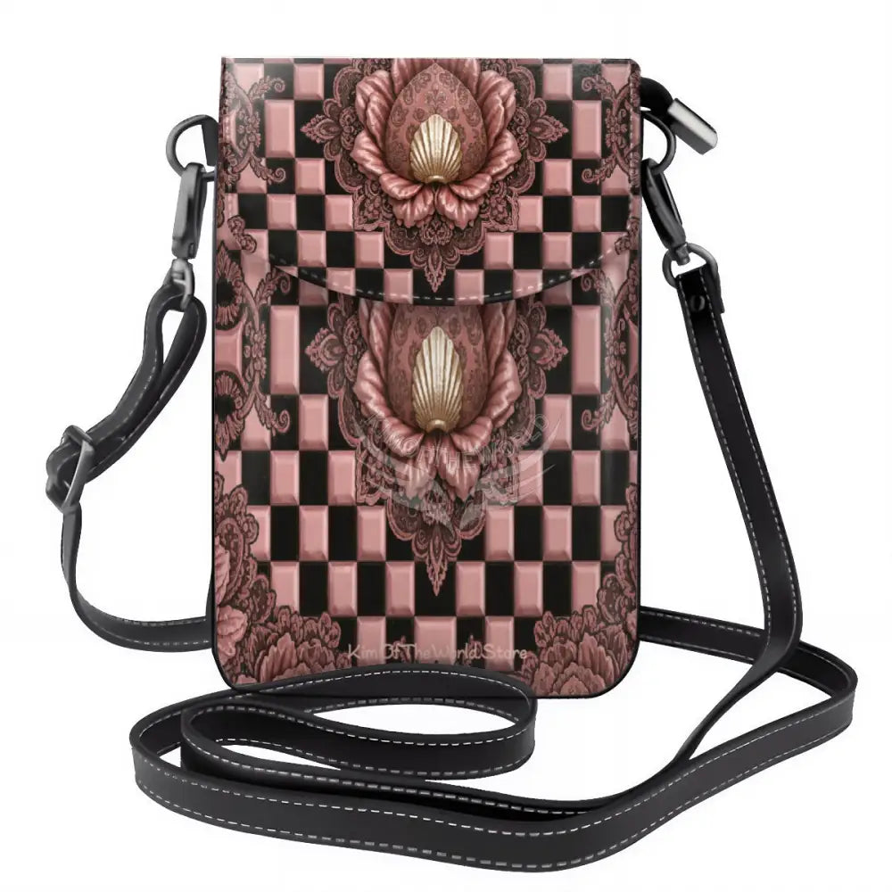 Crossbody Cell Phone Purse - Geometric RoseGold One Size Satchel