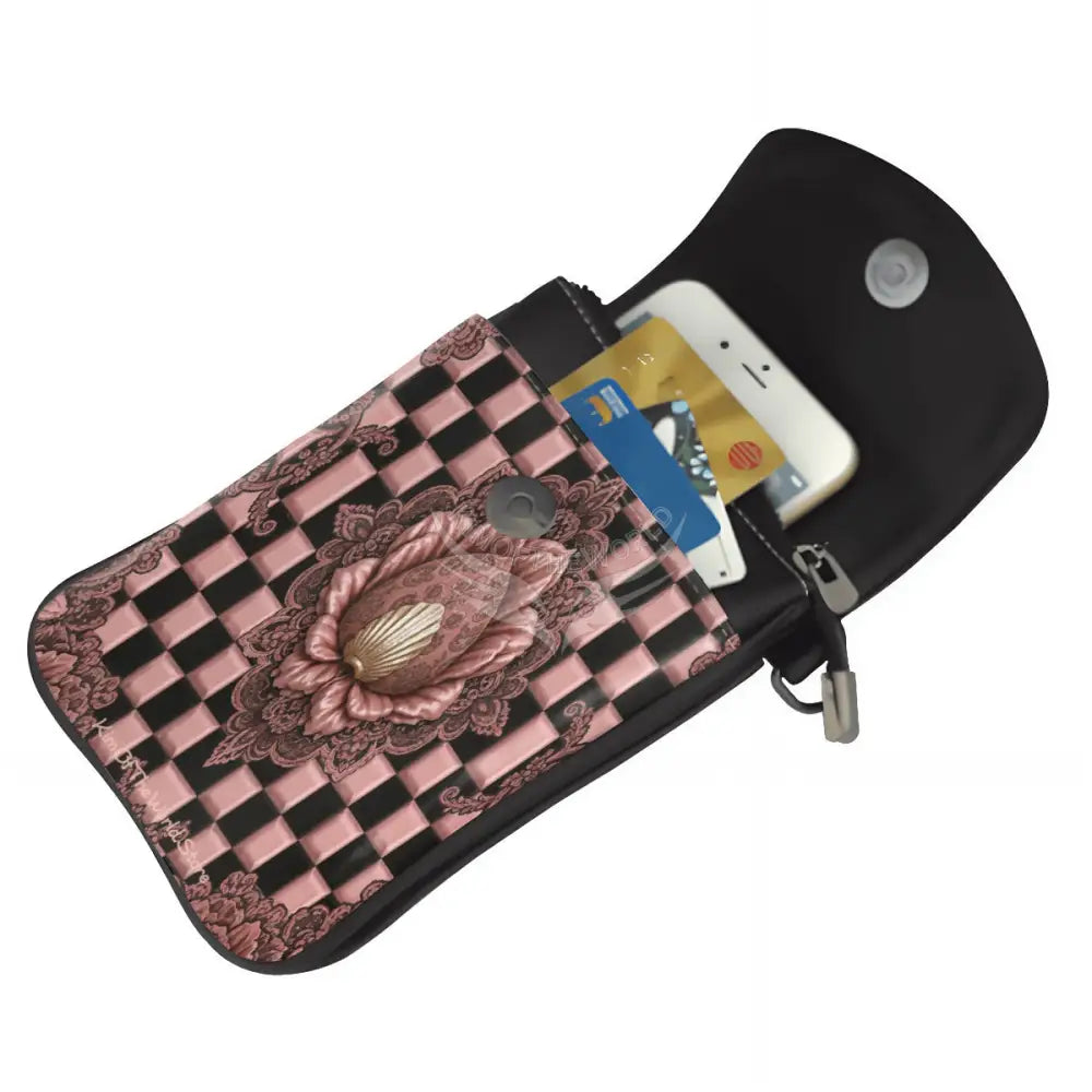 Crossbody Cell Phone Purse - Geometric RoseGold One Size Satchel