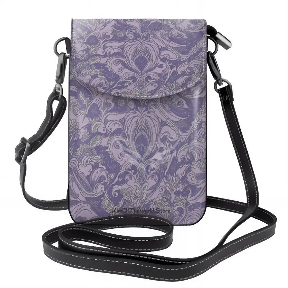 Crossbody Cell Phone Purse - Lavender Rug Print One Size Satchel