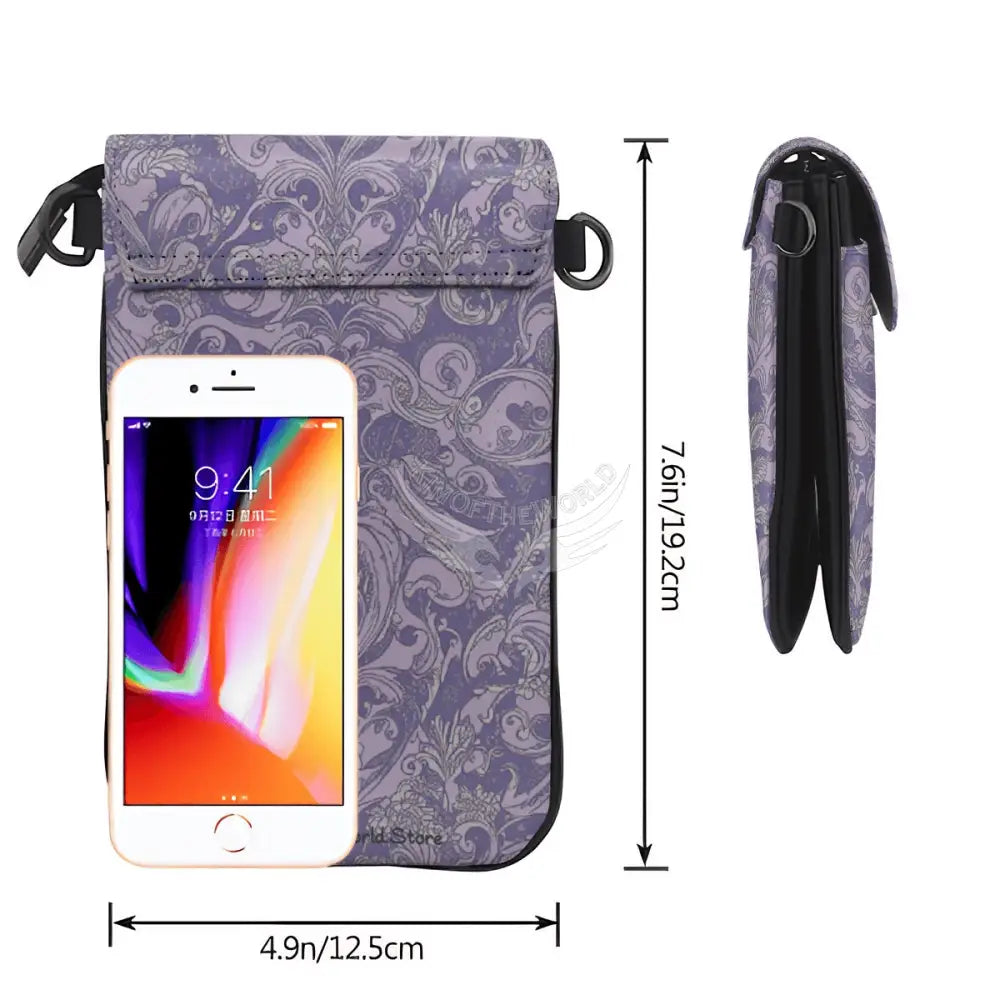 Crossbody Cell Phone Purse - Lavender Rug Print One Size Satchel