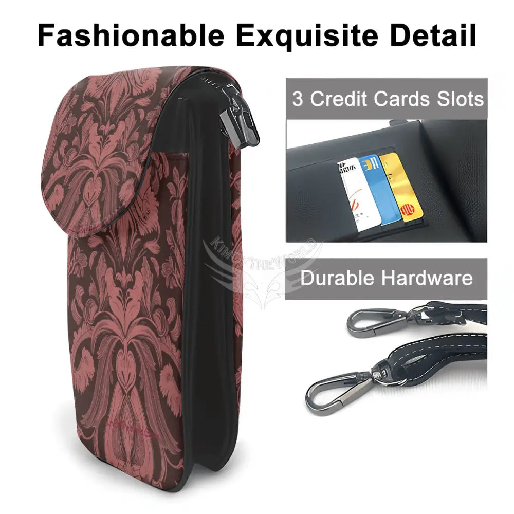 Crossbody Cell Phone Purse - Red Burgundy Design One Size Satchel