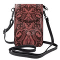 Crossbody Cell Phone Purse - Red Burgundy Design One Size Satchel