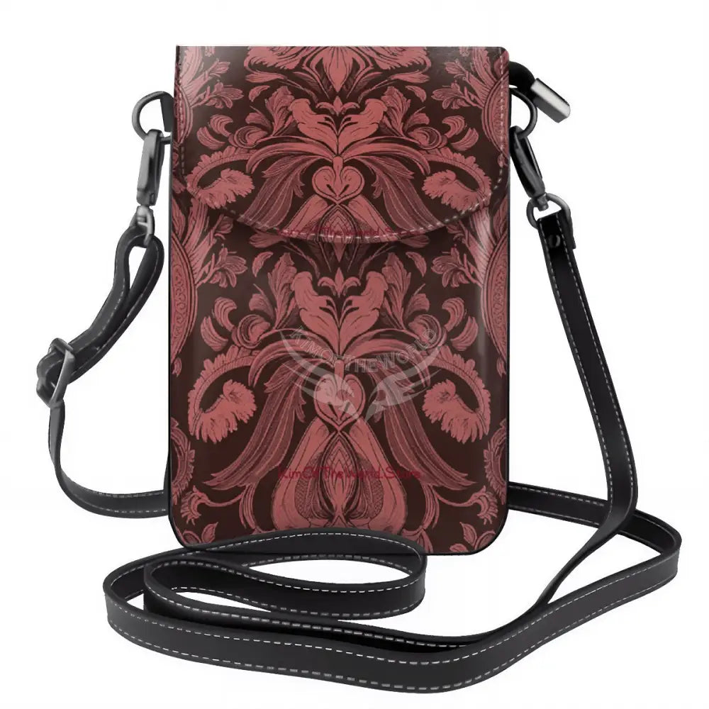 Crossbody Cell Phone Purse - Red Burgundy Design One Size Satchel