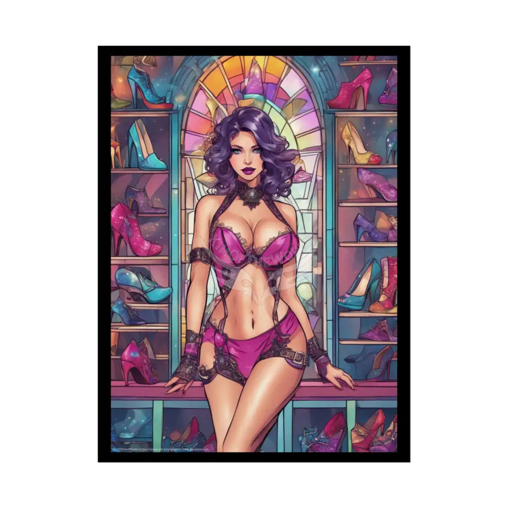 Cute Colorful Girl Rolled Posters — Sexy Seductive Wall Art 18″ x 24″ (Vertical) / Semi Glossy Poster