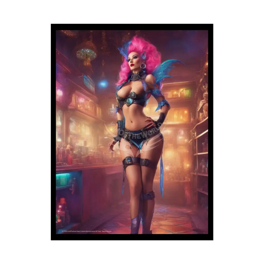Cute Colorful Girl Rolled Posters — Sexy Seductive Wall Art 18″ x 24″ (Vertical) / Semi Glossy Poster