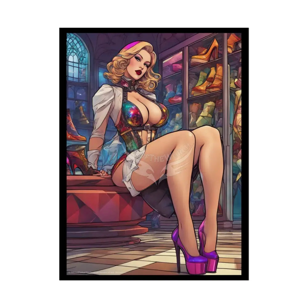 Cute Colorful Girl Rolled Posters — Sexy Seductive Wall Art 18″ x 24″ (Vertical) / Semi Glossy Poster