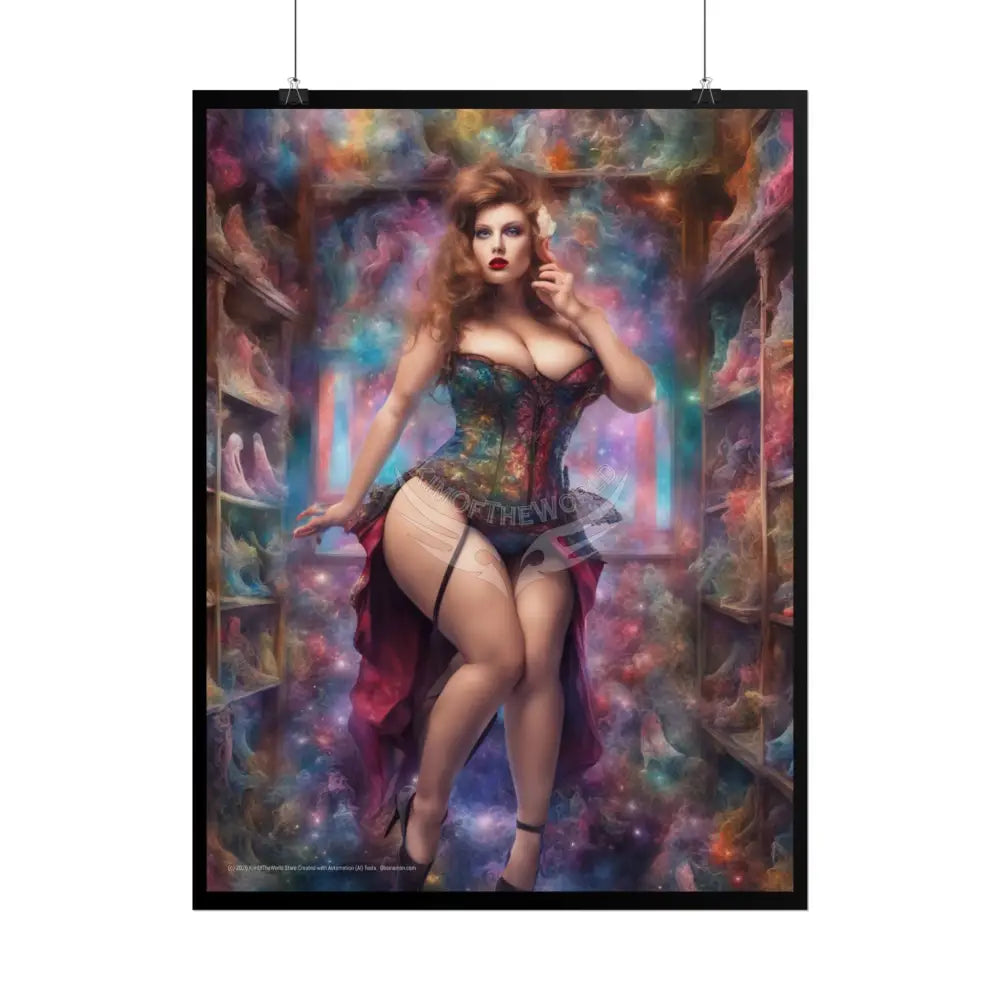 Cute Colorful Girl Rolled Posters — Sexy Seductive Wall Art Hot BBW AI Girlfriend Poster