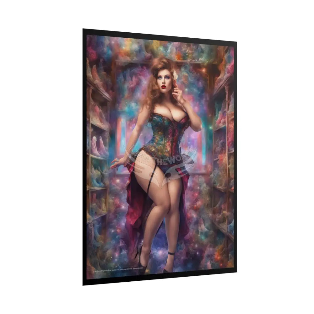 Cute Colorful Girl Rolled Posters — Sexy Seductive Wall Art Hot BBW AI Girlfriend Poster