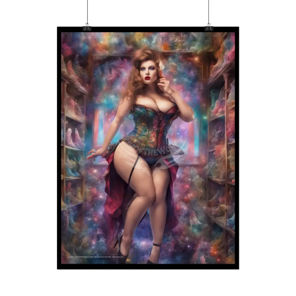 Cute Colorful Girl Rolled Posters — Sexy Seductive Wall Art Hot BBW AI Girlfriend Poster