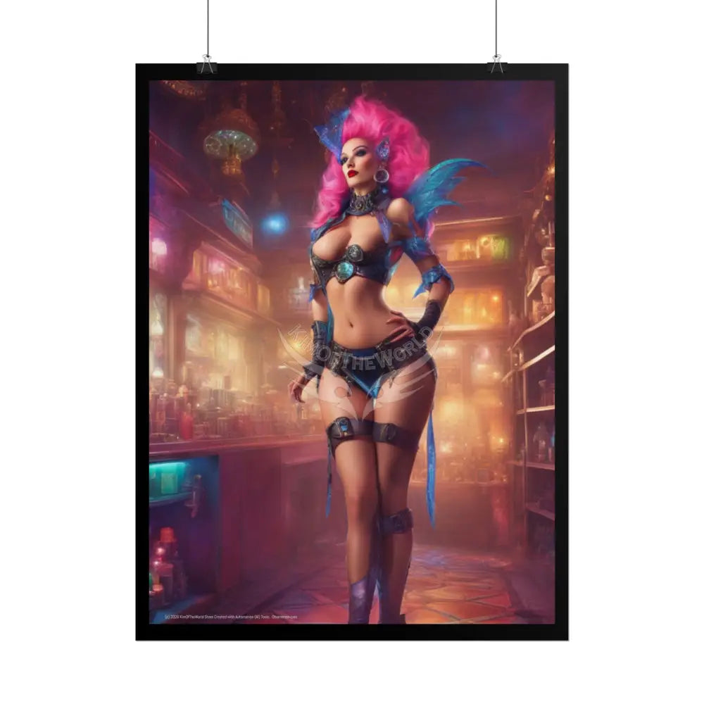 Cute Colorful Girl Rolled Posters — Sexy Seductive Wall Art Poster